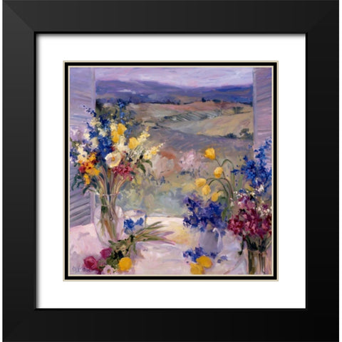 Tuscany Floral Black Modern Wood Framed Art Print with Double Matting by Stevens, Allayn