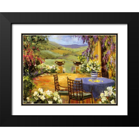 Countryside Terrace Black Modern Wood Framed Art Print with Double Matting by Stevens, Allayn