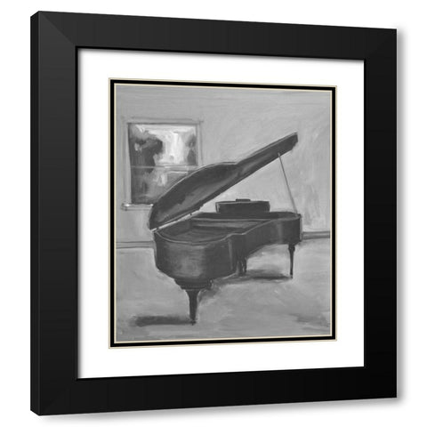 Piano -1 BW Black Modern Wood Framed Art Print with Double Matting by Stevens, Allayn