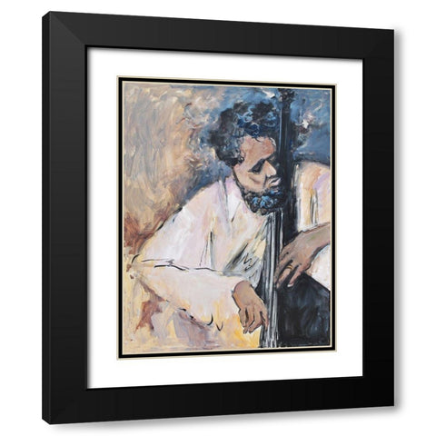 Listen To The Music Black Modern Wood Framed Art Print with Double Matting by Stevens, Allayn