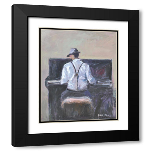 Play Me A Tune Black Modern Wood Framed Art Print with Double Matting by Stevens, Allayn