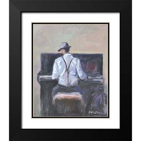 Play Me A Tune Black Modern Wood Framed Art Print with Double Matting by Stevens, Allayn