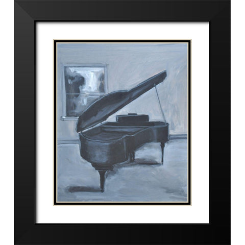 Blue Piano Black Modern Wood Framed Art Print with Double Matting by Stevens, Allayn