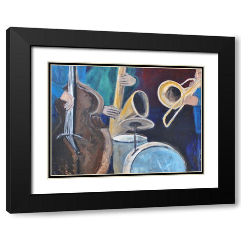 Quartet Black Modern Wood Framed Art Print with Double Matting by Stevens, Allayn