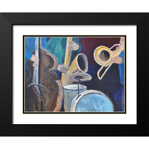 Quartet Black Modern Wood Framed Art Print with Double Matting by Stevens, Allayn
