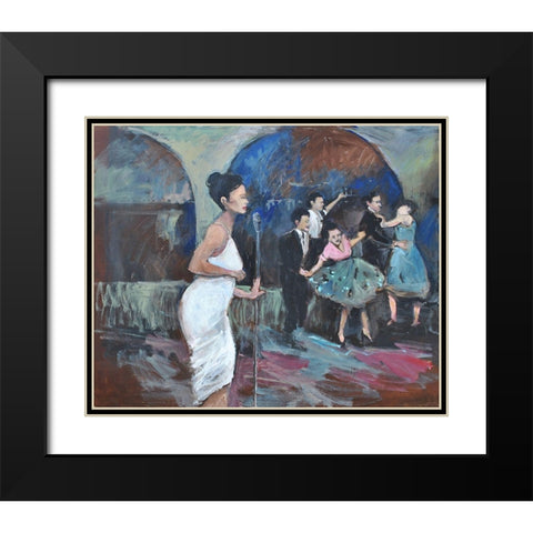Sining The Blues Black Modern Wood Framed Art Print with Double Matting by Stevens, Allayn