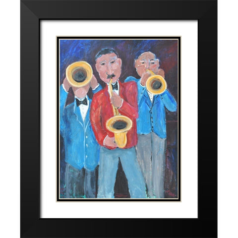 Blow Those Horns Black Modern Wood Framed Art Print with Double Matting by Stevens, Allayn