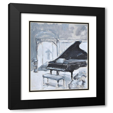 Peaceful Piano Black Modern Wood Framed Art Print with Double Matting by Stevens, Allayn
