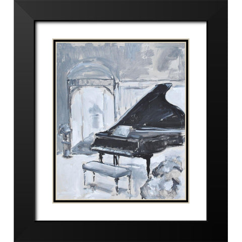 Peaceful Piano Black Modern Wood Framed Art Print with Double Matting by Stevens, Allayn