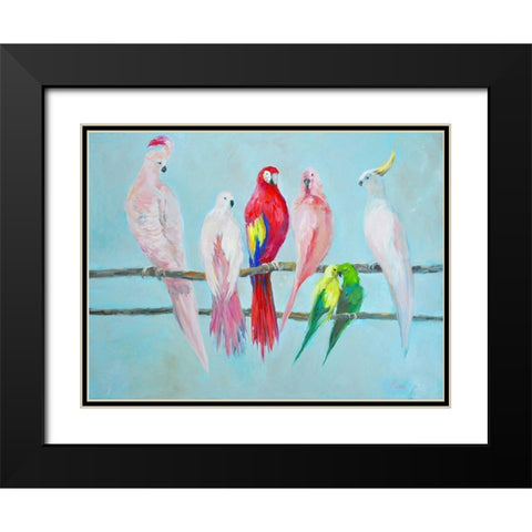 Exotic Birds Black Modern Wood Framed Art Print with Double Matting by Stevens, Allayn