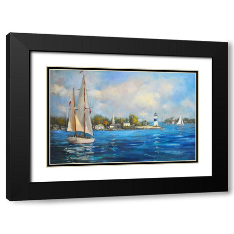 Sailing On Sunday Black Modern Wood Framed Art Print with Double Matting by Stevens, Allayn
