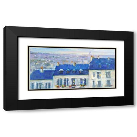 Paris Rooftop Black Modern Wood Framed Art Print with Double Matting by Stevens, Allayn