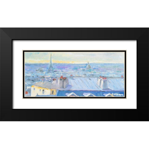 Paris View Black Modern Wood Framed Art Print with Double Matting by Stevens, Allayn