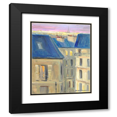Parisian Roofs Black Modern Wood Framed Art Print with Double Matting by Stevens, Allayn