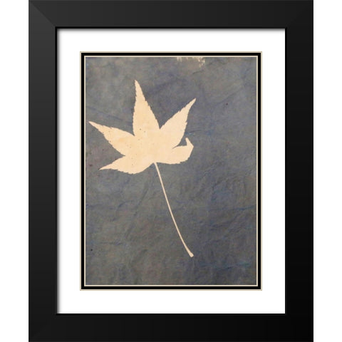 Lone Leaf Black Modern Wood Framed Art Print with Double Matting by Blue