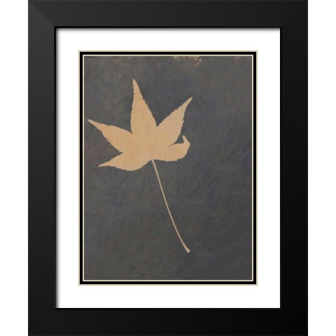 Lone Leaf Black Modern Wood Framed Art Print with Double Matting by Blue
