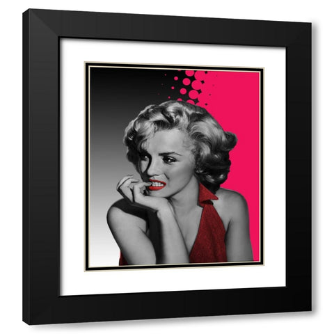 The Thinker in Red Dots Black Modern Wood Framed Art Print with Double Matting by Consani, Chris