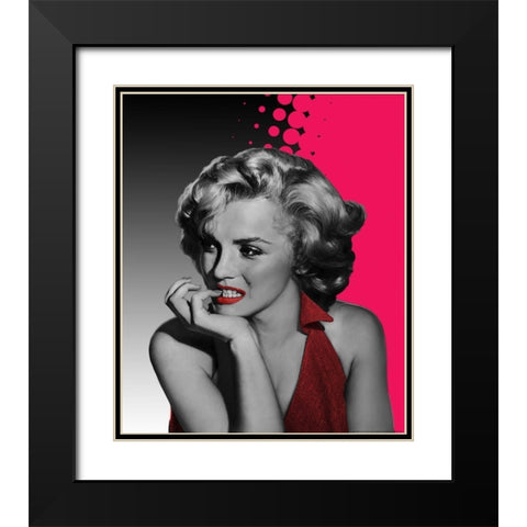 The Thinker in Red Dots Black Modern Wood Framed Art Print with Double Matting by Consani, Chris