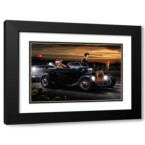 Joy Ride Christmas Black Modern Wood Framed Art Print with Double Matting by Flint, Helen