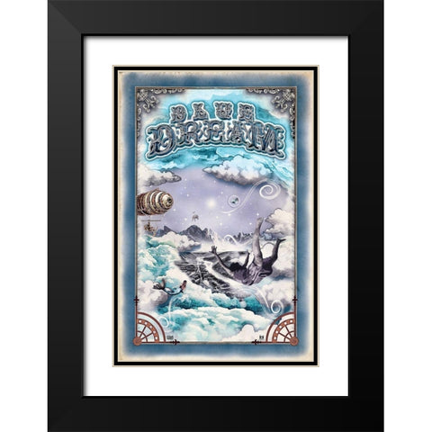 Blue Dream Black Modern Wood Framed Art Print with Double Matting by Has