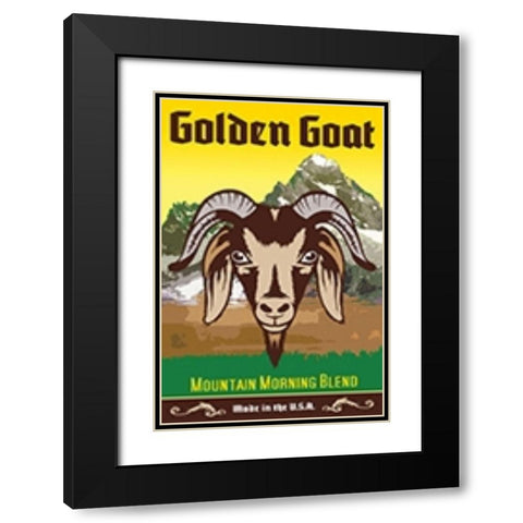 Golden Goat Black Modern Wood Framed Art Print with Double Matting by Has