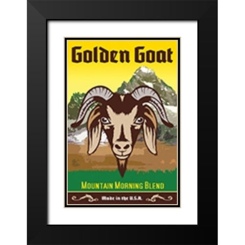 Golden Goat Black Modern Wood Framed Art Print with Double Matting by Has