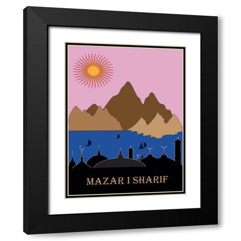 Mazar Black Modern Wood Framed Art Print with Double Matting by Has