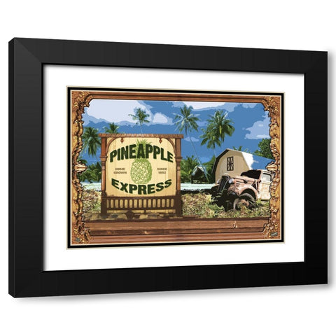 Pineapple Express Black Modern Wood Framed Art Print with Double Matting by Has