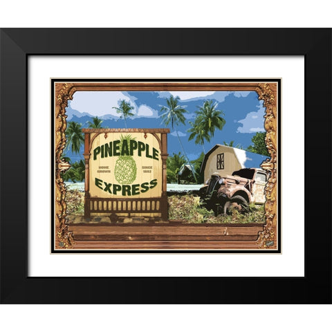 Pineapple Express Black Modern Wood Framed Art Print with Double Matting by Has