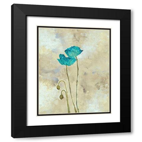Tealqoise Flowers 1 Black Modern Wood Framed Art Print with Double Matting by Henry, E.