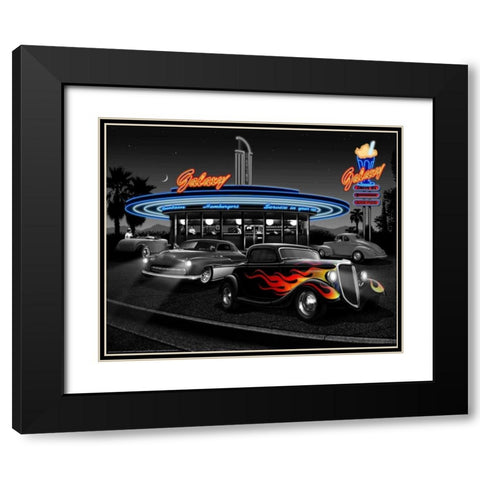 Galaxy Diner Black Modern Wood Framed Art Print with Double Matting by Flint, Helen
