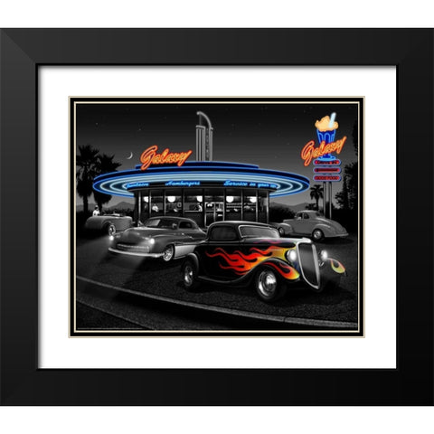Galaxy Diner Black Modern Wood Framed Art Print with Double Matting by Flint, Helen