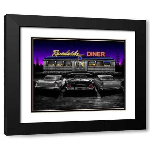 Roadside Diner Black Modern Wood Framed Art Print with Double Matting by Flint, Helen
