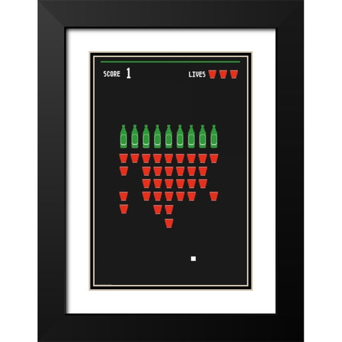 Beer Pong Black Modern Wood Framed Art Print with Double Matting by Brando, JJ