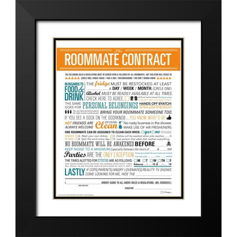 Roommate Contract Black Modern Wood Framed Art Print with Double Matting by Brando, JJ