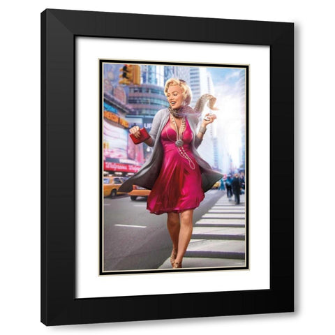 Marilyn In The City Black Modern Wood Framed Art Print with Double Matting by Brando, JJ