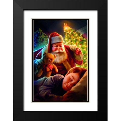 Santa Teddy Bear Black Modern Wood Framed Art Print with Double Matting by Brando, JJ