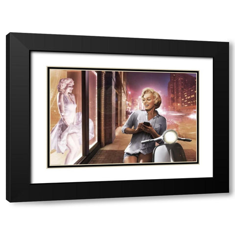 Marilyn Shop Window Black Modern Wood Framed Art Print with Double Matting by Brando, JJ