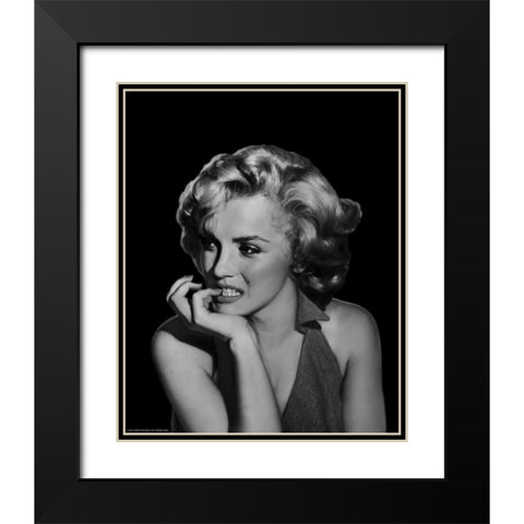 The Thinker - Marilyn Monroe Black Modern Wood Framed Art Print with Double Matting by Michael, Jerry