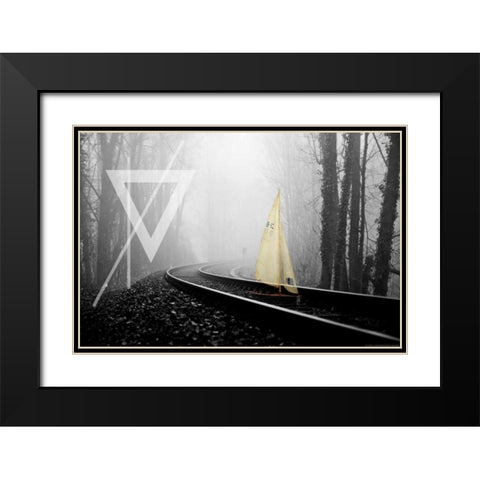 Railroad Black Modern Wood Framed Art Print with Double Matting by Kat
