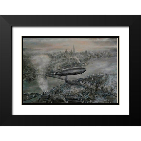 Zeppelin Black Modern Wood Framed Art Print with Double Matting by Gipe, L.