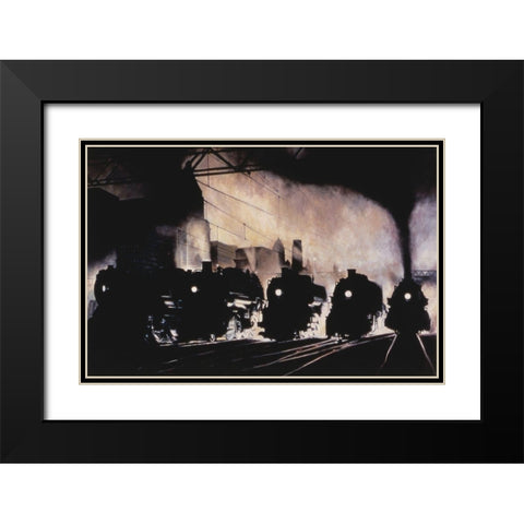 Departing Black Modern Wood Framed Art Print with Double Matting by Gipe, L.