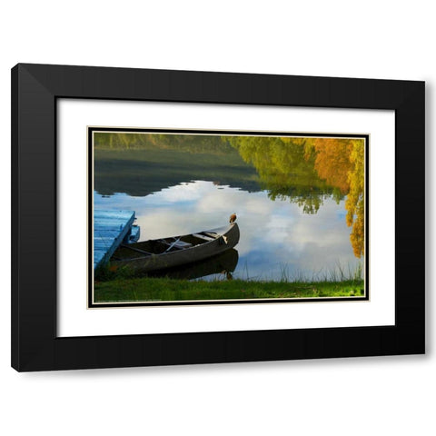 Lake Reflection Black Modern Wood Framed Art Print with Double Matting by Linden, Sally