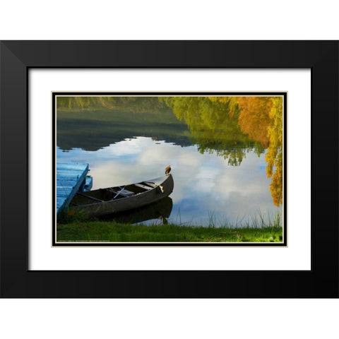 Lake Reflection Black Modern Wood Framed Art Print with Double Matting by Linden, Sally
