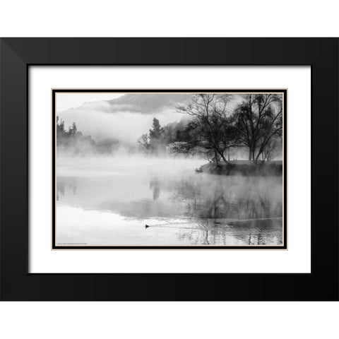 Fog On The Lake 2 Black Modern Wood Framed Art Print with Double Matting by Linden, Sally