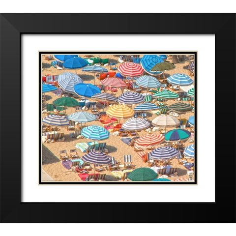 Umbrellas 1 Black Modern Wood Framed Art Print with Double Matting by Linden, Sally