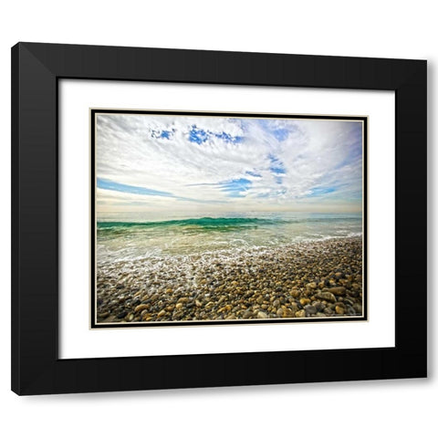 Emerald Wave Black Modern Wood Framed Art Print with Double Matting by Linden, Sally