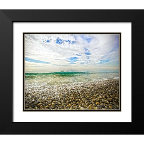 Emerald Wave Black Modern Wood Framed Art Print with Double Matting by Linden, Sally