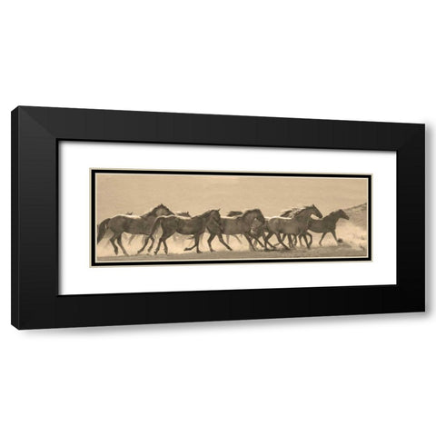 Horse Parade Black Modern Wood Framed Art Print with Double Matting by Linden, Sally