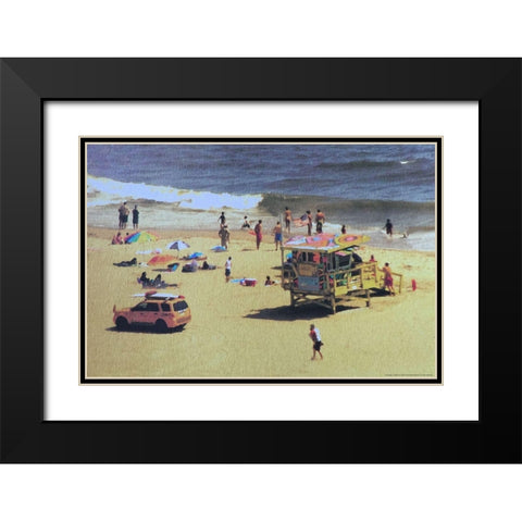 Beach Black Modern Wood Framed Art Print with Double Matting by Linden, Sally